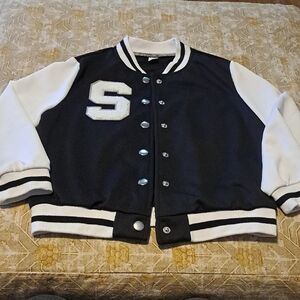 SHEIN Monochrome Varsity Jacket. Girls Size 9Y